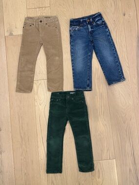 Crewcuts Kids Corduroy & Denim Trio - Green, Tan, Blue